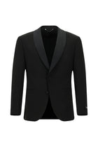 Siyah 4 Drop Relaxed Fit Rahat Kesim Şal Yaka Yün Smokin & Damatlık