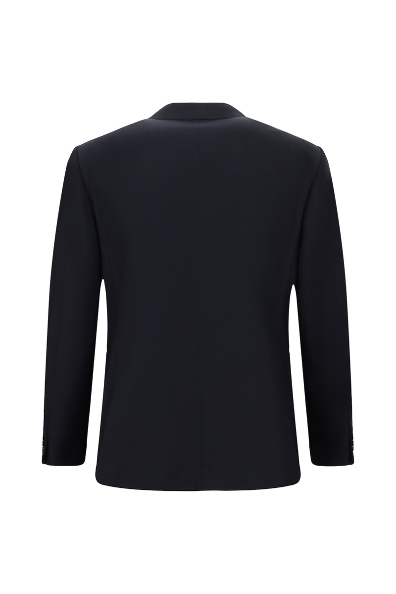 Koyu Lacivert 4 Drop Relaxed Fit Rahat Kesim Şal Yaka Yün Smokin & Damatlık