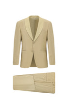 Orta Bej 4 Drop Relaxed Fit Rahat Kesim Şal Yaka Yün Smokin & Damatlık