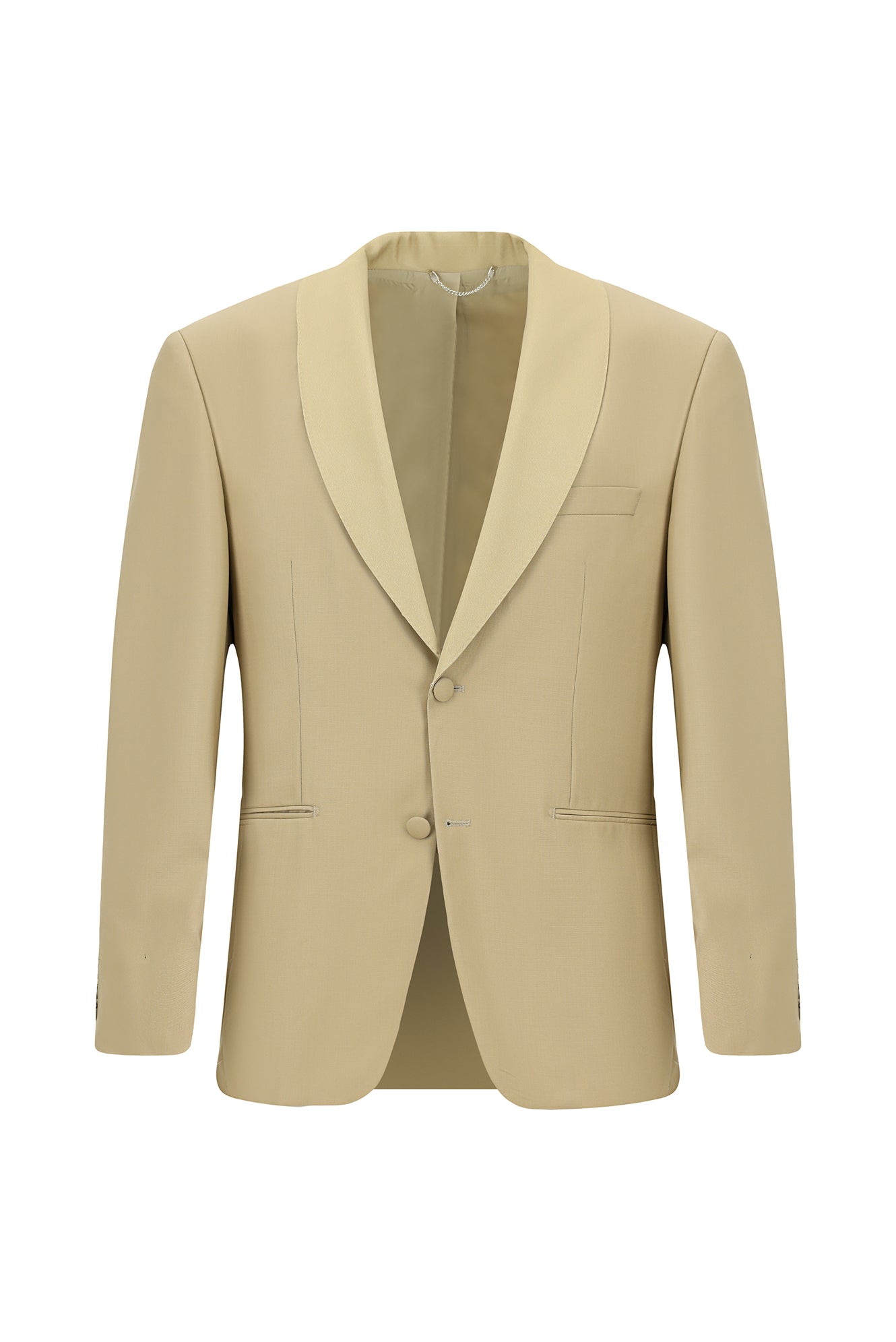 Orta Bej 4 Drop Relaxed Fit Rahat Kesim Şal Yaka Yün Smokin & Damatlık