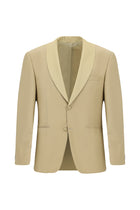 Orta Bej 4 Drop Relaxed Fit Rahat Kesim Şal Yaka Yün Smokin & Damatlık