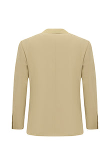 Orta Bej 4 Drop Relaxed Fit Rahat Kesim Şal Yaka Yün Smokin & Damatlık