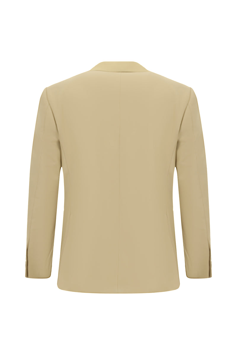 Orta Bej 4 Drop Relaxed Fit Rahat Kesim Şal Yaka Yün Smokin & Damatlık