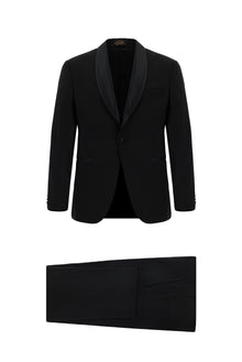 Siyah Regular Fit Şal Yaka Yünlü Smokin & Damatlık