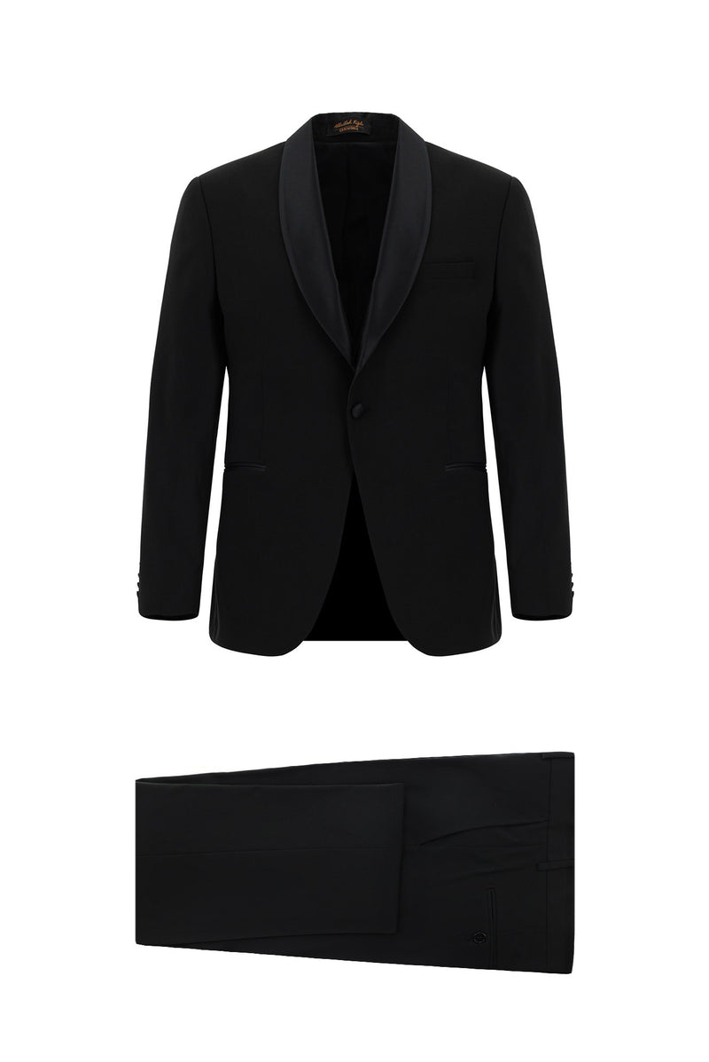Siyah Regular Fit Şal Yaka Yünlü Smokin & Damatlık