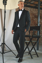 Siyah Slim Fit Dar Kesim Şal Yaka Yün Smokin & Damatlık