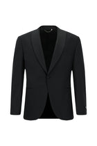 Siyah Slim Fit Dar Kesim Şal Yaka Yün Smokin & Damatlık