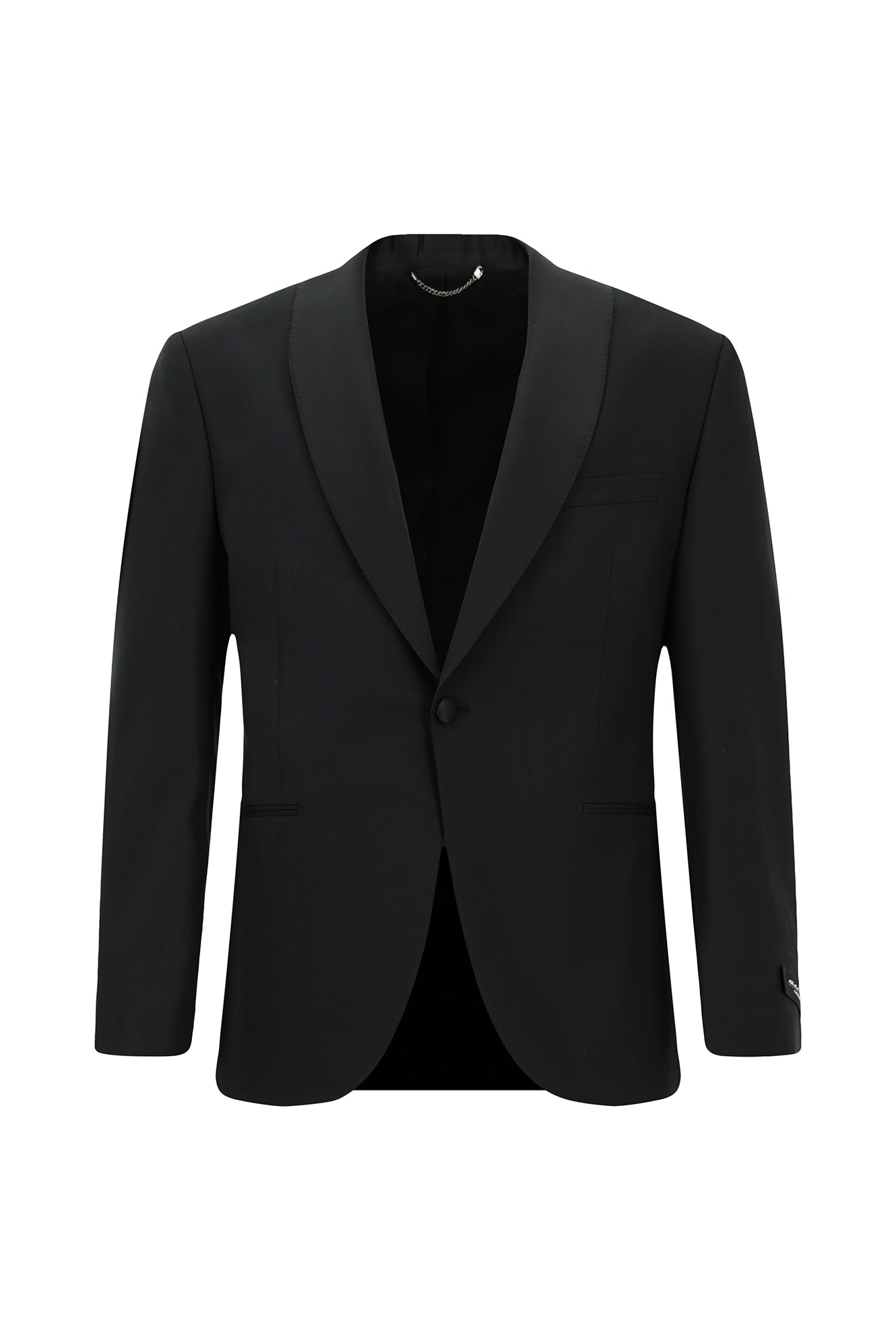 Siyah 7 Drop Slim Fit Dar Kesim Şal Yaka Yün Smokin & Damatlık