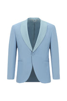 Aç?k Mavi 7 Drop Slim Fit Dar Kesim ?al Yaka Yün Smokin & Damatl?k-Abdullah Ki??l?