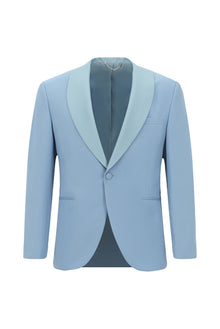 Aç?k Mavi 7 Drop Slim Fit Dar Kesim ?al Yaka Yün Smokin & Damatl?k-Abdullah Ki??l?