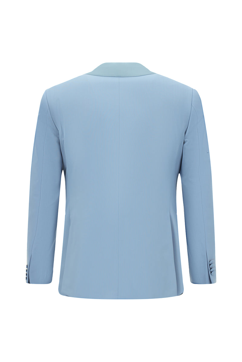 Açık Mavi 7 Drop Slim Fit Dar Kesim Şal Yaka Yün Smokin & Damatlık