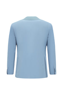 Açık Mavi Slim Fit Dar Kesim Şal Yaka Yün Smokin & Damatlık