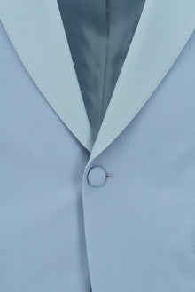 Aç?k Mavi 7 Drop Slim Fit Dar Kesim ?al Yaka Yün Smokin & Damatl?k-Abdullah Ki??l?