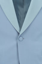 Açık Mavi Slim Fit Dar Kesim Şal Yaka Yün Smokin & Damatlık