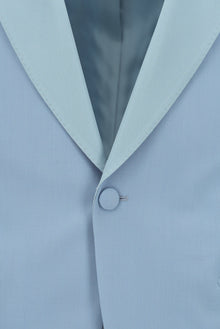 Açık Mavi Slim Fit Dar Kesim Şal Yaka Yün Smokin & Damatlık