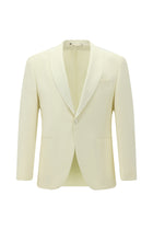 Krem Slim Fit Dar Kesim Şal Yaka Yün Smokin & Damatlık