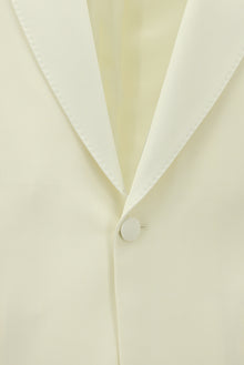 Krem Slim Fit Dar Kesim Şal Yaka Yün Smokin & Damatlık