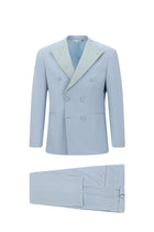 Açık Mavi Regular Fit Sivri Yaka Yün Kruvaze Smokin & Damatlık