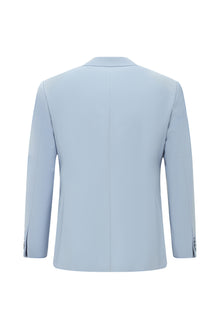 Açık Mavi Regular Fit Sivri Yaka Yün Kruvaze Smokin & Damatlık