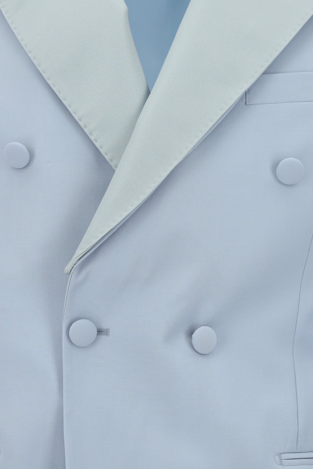 Açık Mavi Regular Fit Sivri Yaka Yün Kruvaze Smokin & Damatlık