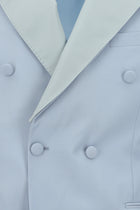 Açık Mavi Regular Fit Sivri Yaka Yün Kruvaze Smokin & Damatlık