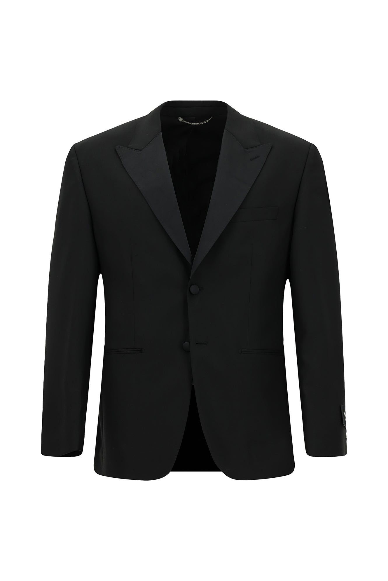 Siyah Relaxed Fit Rahat Kesim Sivri Yaka Yün Smokin & Damatlık