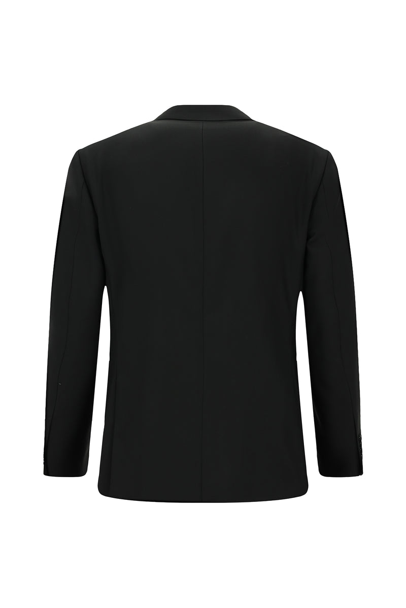 Siyah 4 Drop Relaxed Fit Rahat Kesim Sivri Yaka Yün Smokin & Damatlık