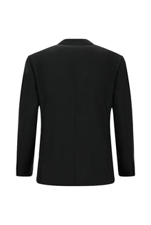 Siyah Relaxed Fit Rahat Kesim Sivri Yaka Yün Smokin & Damatlık