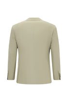 Orta Bej Slim Fit Dar Kesim Sivri Yaka Yelekli Yünlü Smokin & Damatlık