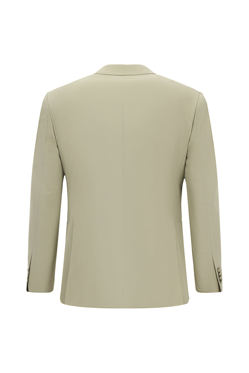Orta Bej 7 Drop Slim Fit Dar Kesim Sivri Yaka Yelekli Yünlü Smokin & Damatlık