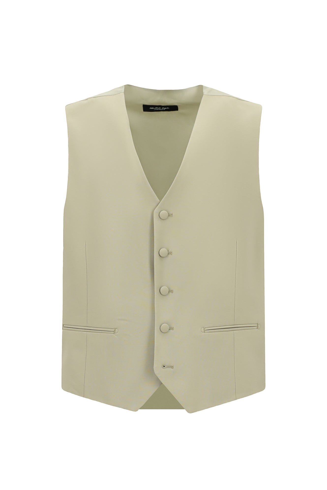 Orta Bej Slim Fit Dar Kesim Sivri Yaka Yelekli Yünlü Smokin & Damatlık