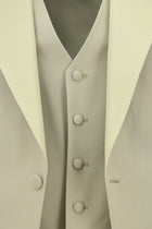 Orta Bej Slim Fit Dar Kesim Sivri Yaka Yelekli Yünlü Smokin & Damatlık