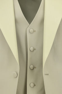 Orta Bej Slim Fit Dar Kesim Sivri Yaka Yelekli Yünlü Smokin & Damatlık