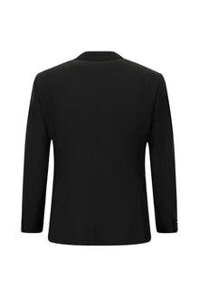 Siyah 7 Drop Slim Fit Dar Kesim Sivri Yaka Yelekli Yünlü Smokin & Damatl?k-Abdullah Ki??l?