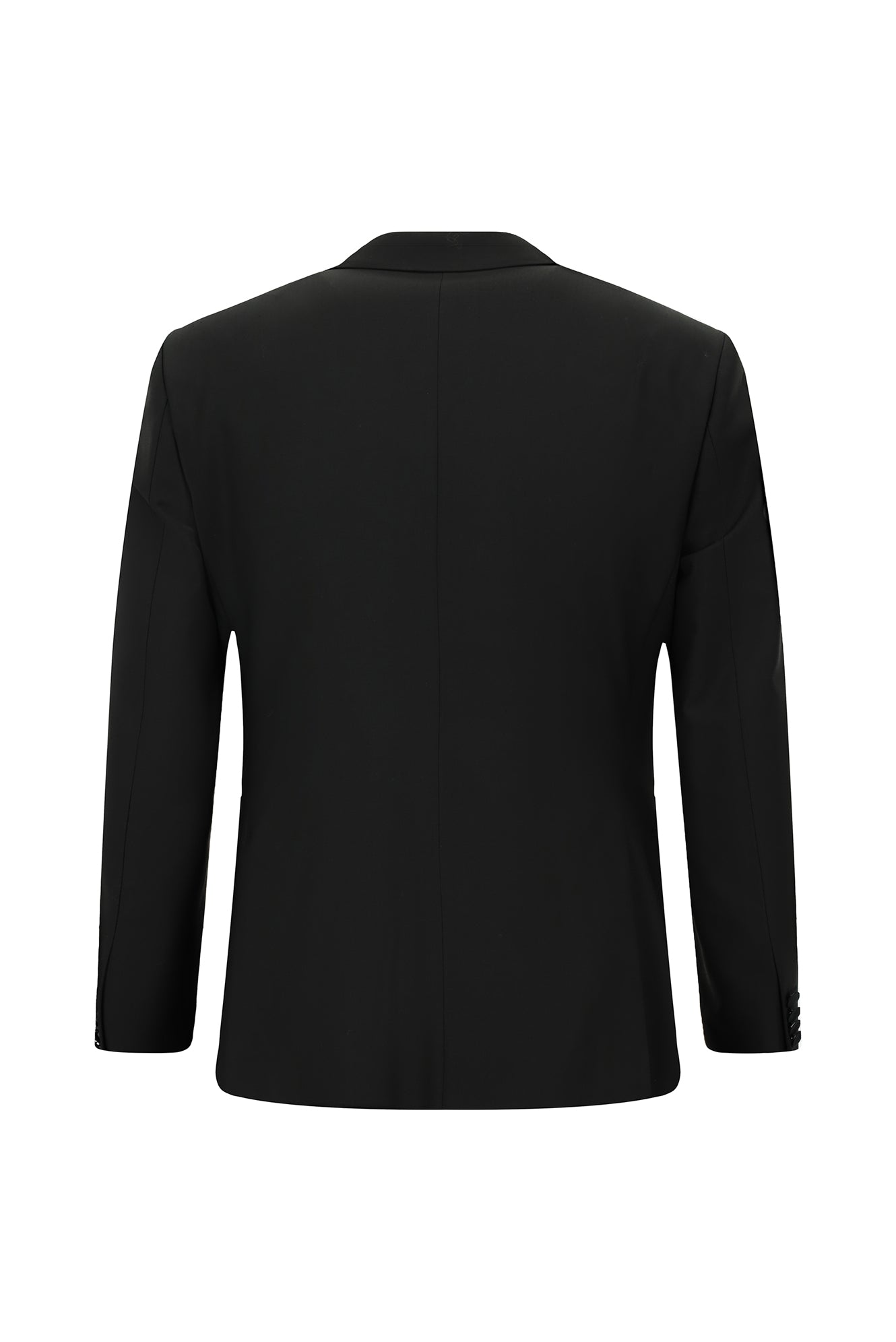 Siyah Slim Fit Dar Kesim Sivri Yaka Yelekli Yünlü Smokin & Damatlık