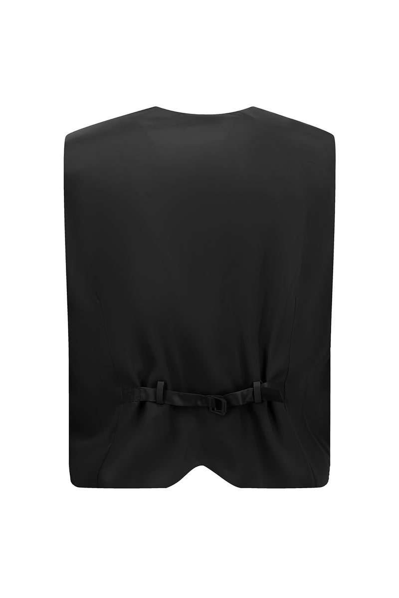 Siyah Slim Fit Dar Kesim Sivri Yaka Yelekli Yünlü Smokin & Damatlık