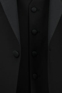 Siyah 7 Drop Slim Fit Dar Kesim Sivri Yaka Yelekli Yünlü Smokin & Damatl?k-Abdullah Ki??l?