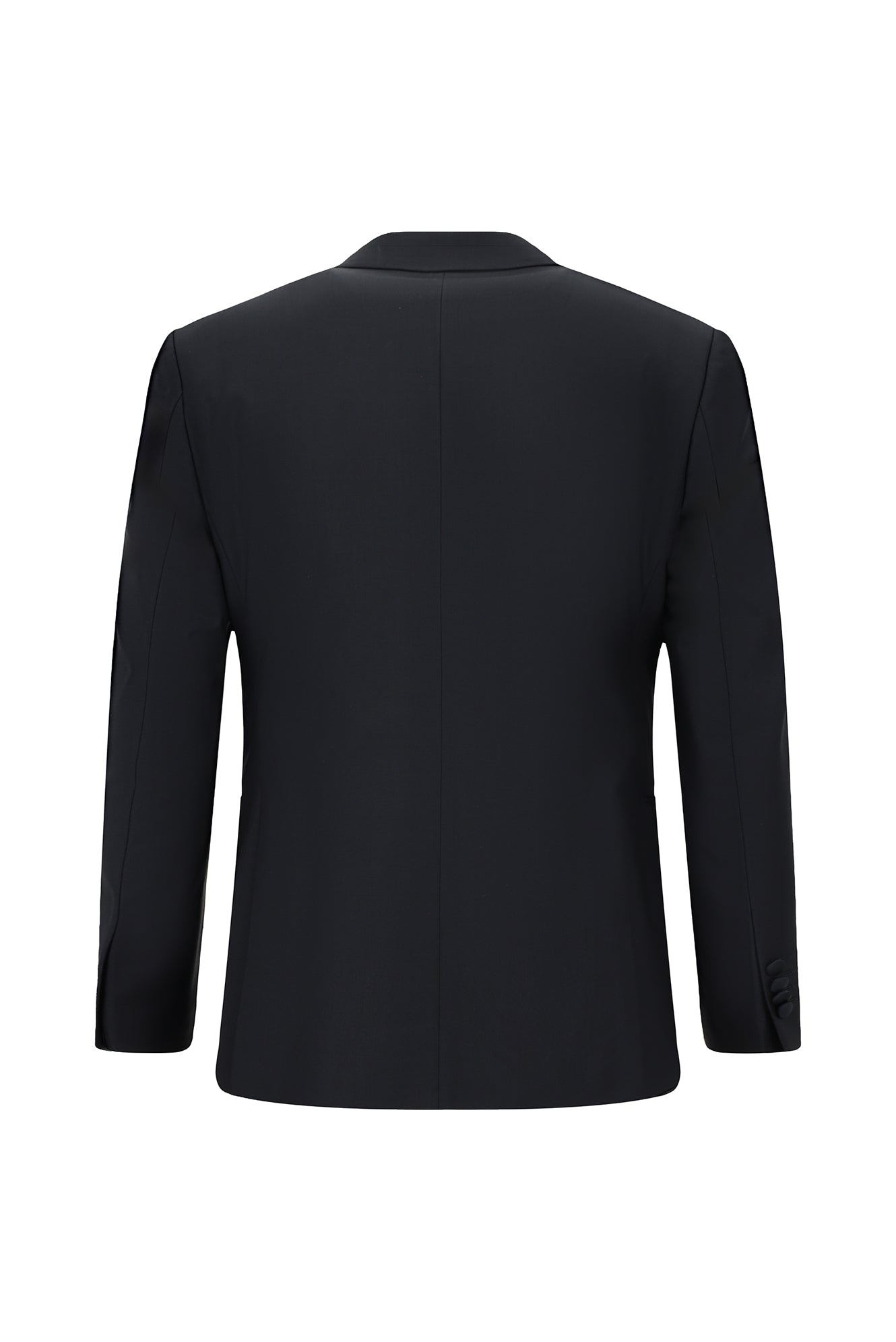 Koyu Lacivert Slim Fit Dar Kesim Sivri Yaka Yelekli Yünlü Smokin & Damatlık