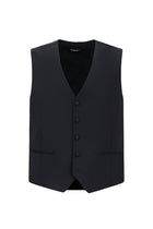 Koyu Lacivert Slim Fit Dar Kesim Sivri Yaka Yelekli Yünlü Smokin & Damatlık