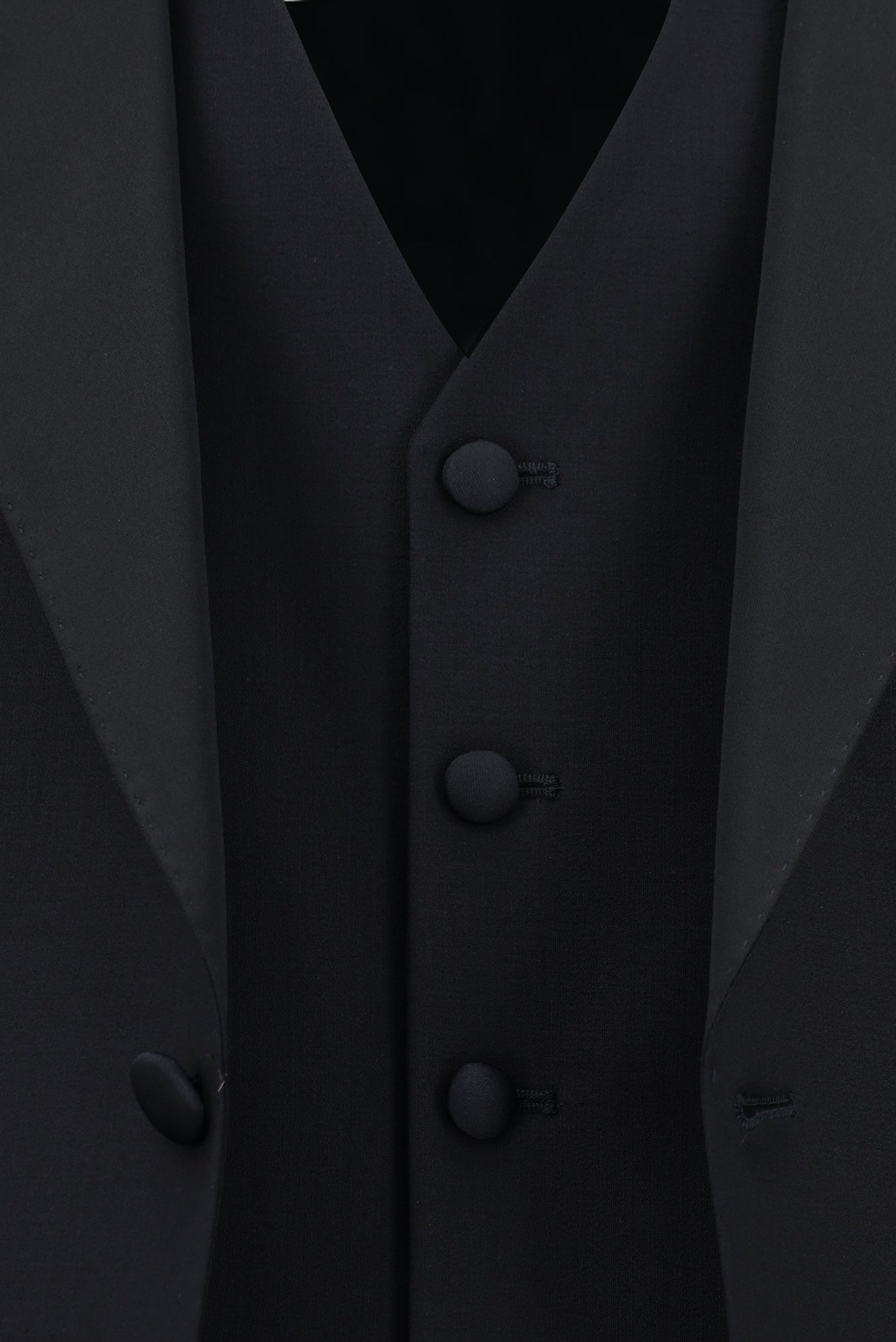 Koyu Lacivert Slim Fit Dar Kesim Sivri Yaka Yelekli Yünlü Smokin & Damatlık