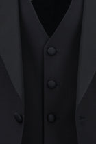 Koyu Lacivert Slim Fit Dar Kesim Sivri Yaka Yelekli Yünlü Smokin & Damatlık