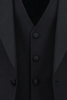 Koyu Lacivert 7 Drop Slim Fit Dar Kesim Sivri Yaka Yelekli Yünlü Smokin & Damatl?k-Abdullah Ki??l?