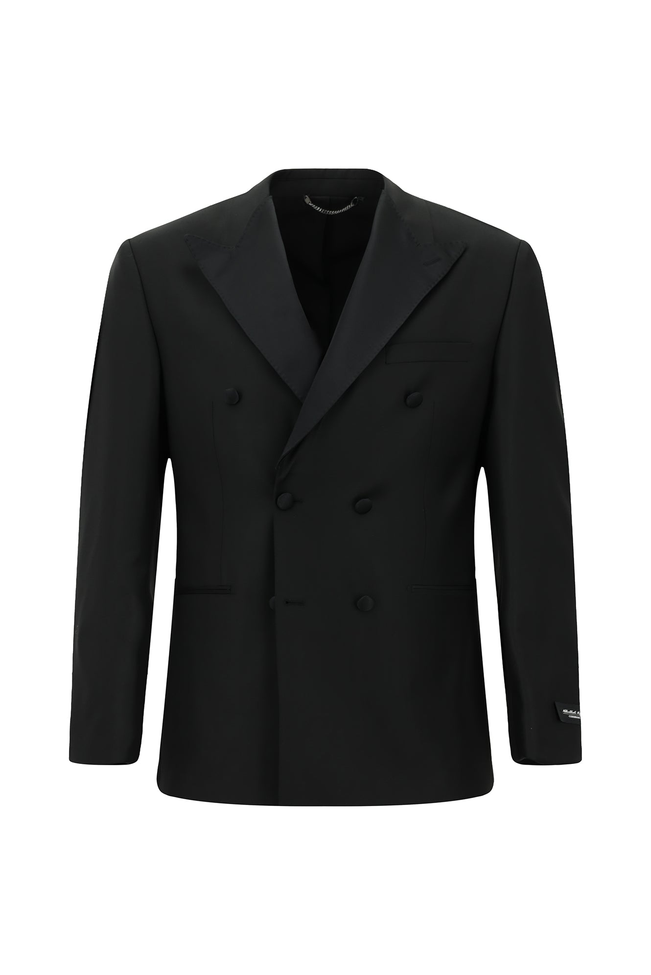 Siyah 6 Drop Regular Fit Standart Kesim Sivri Yaka Yünlü Kruvaze Smokin & Damatlık