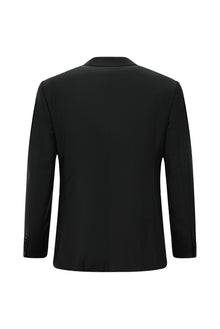 Siyah Regular Fit Sivri Yaka Yünlü Kruvaze Smokin & Damatlık