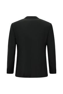 Siyah Regular Fit Sivri Yaka Yünlü Kruvaze Smokin & Damatlık