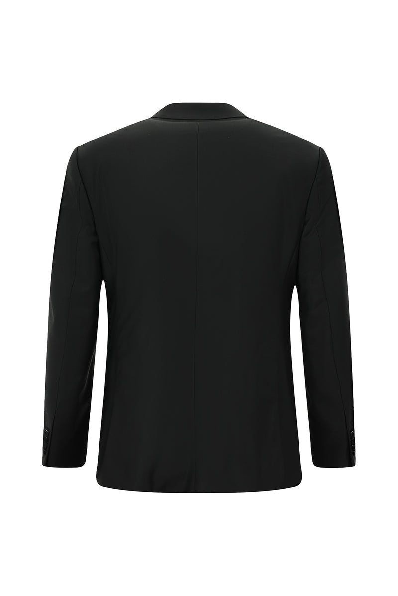 Siyah 6 Drop Regular Fit Standart Kesim Sivri Yaka Yünlü Kruvaze Smokin & Damatlık