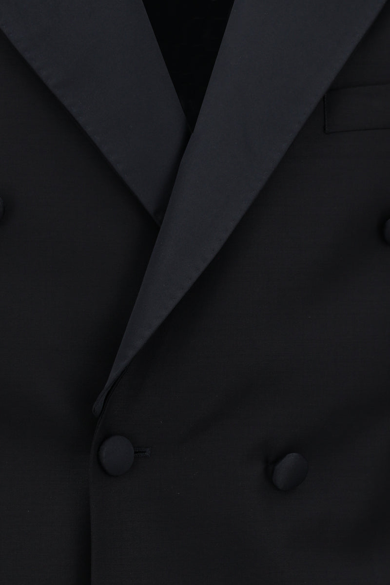 Koyu Lacivert 6 Drop Regular Fit Standart Kesim Sivri Yaka Yünlü Kruvaze Smokin & Damatlık