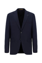 Koyu Lacivert Relaxed Fit Rahat Kesim İtalyan Klasik Desenli Yün Takım Elbise