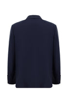 Koyu Lacivert Relaxed Fit Rahat Kesim İtalyan Klasik Desenli Yün Takım Elbise