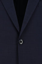 Koyu Lacivert Relaxed Fit Rahat Kesim İtalyan Klasik Desenli Yün Takım Elbise